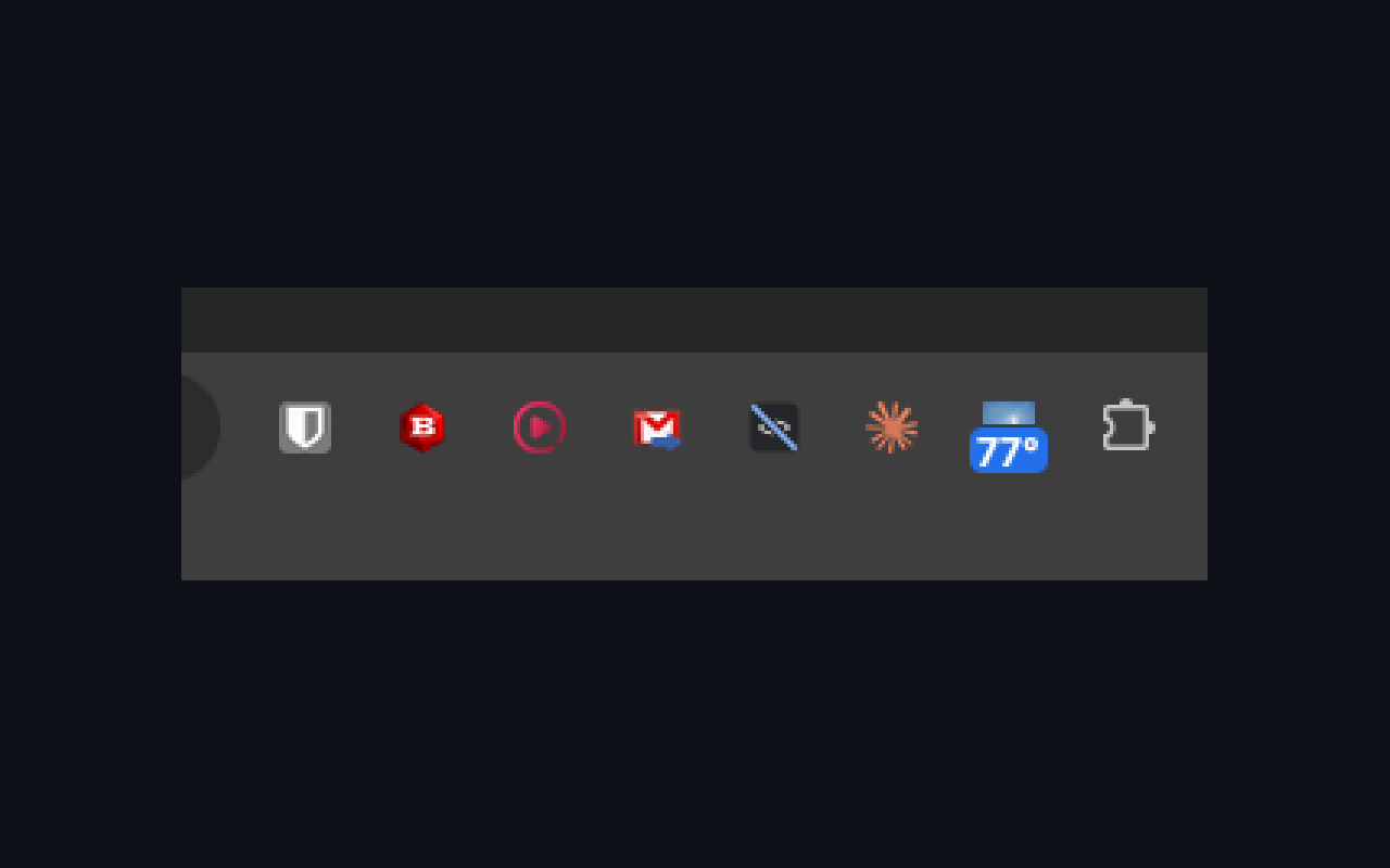 Browser toolbar with the extension icon showing 77 degrees